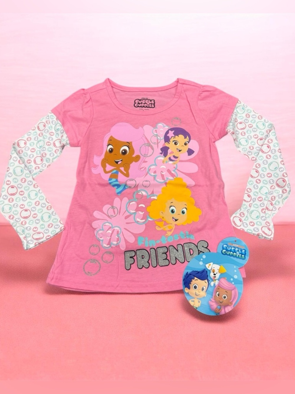 Nickelodeon Bubble Guppies Young Girl Long Sleeve Pink Shirt Top Kids Size 5
